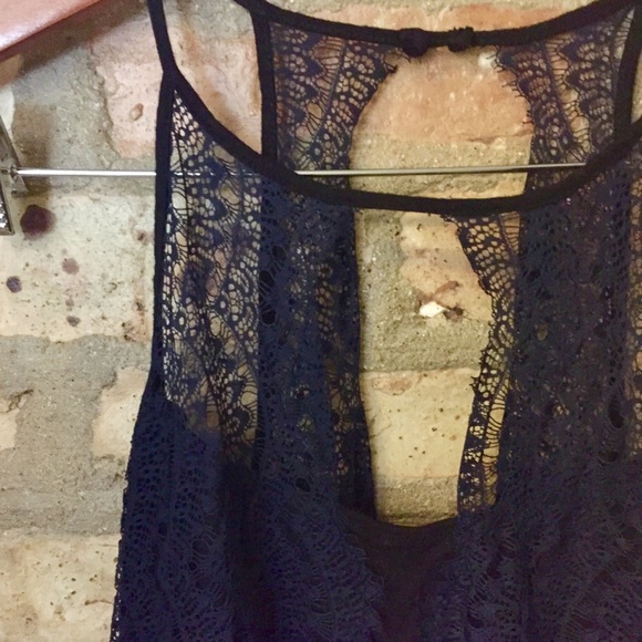Anthropologie navy & black lace top - Picture 2 of 5